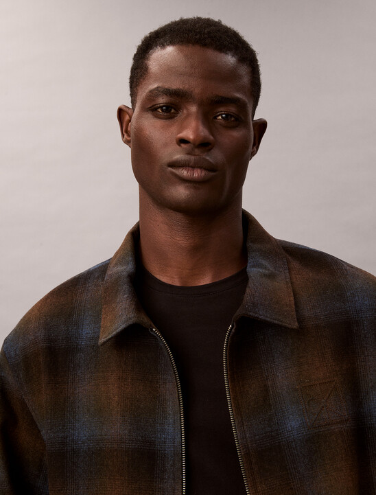 Yarn-Dyed Wool Blend Flannel Zip Jacket