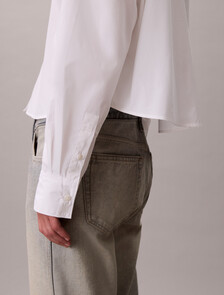 Poplin Relaxed Cropped Button-Down Shirt, Brilliant White, hi-res