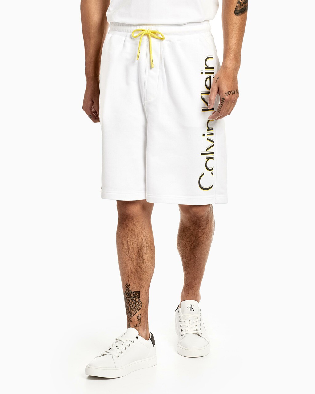 Unisex Color Logo Tape Sweatshorts, Bright White, hi-res
