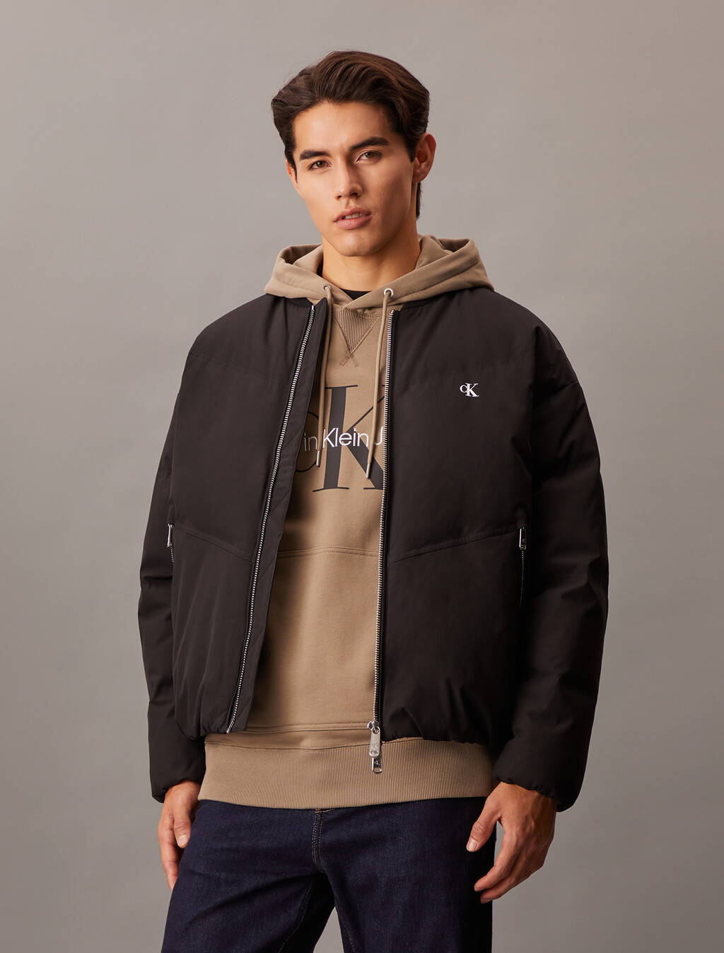 Ultra Lightweight Down Bomber Jacket, Ck Black, hi-res