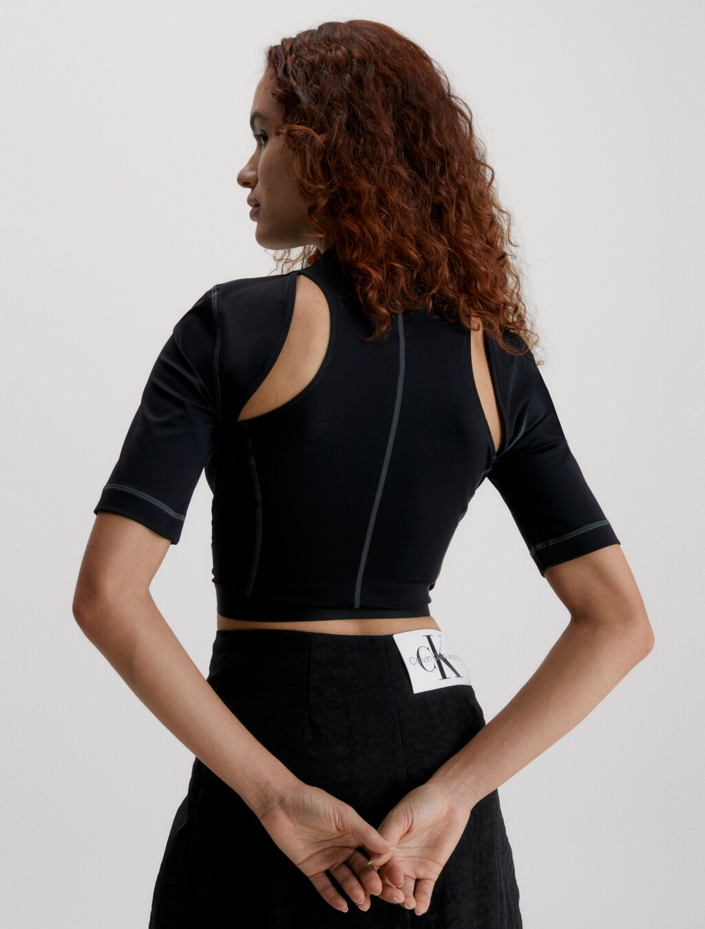Slim Stretch Cut Out Top, Ck Black, hi-res