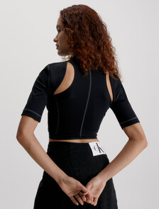 Slim Stretch Cut Out Top, Ck Black, hi-res