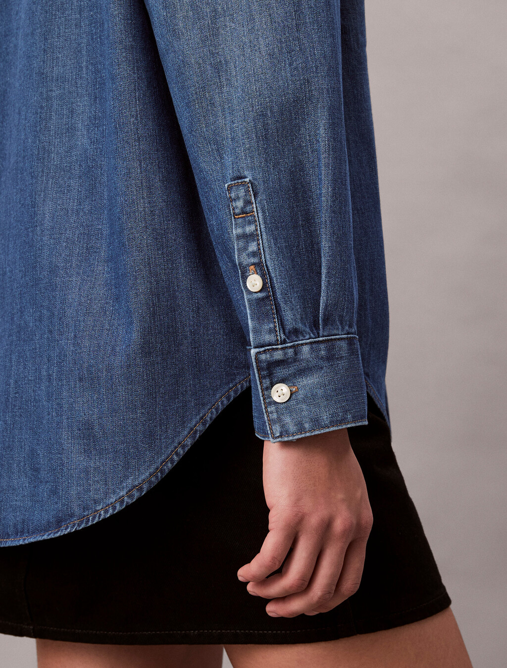 Oversized Denim Shirt, INDIGO HASTINGS, hi-res