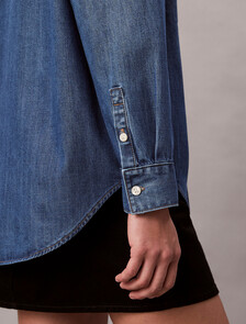 Oversized Denim Shirt, INDIGO HASTINGS, hi-res