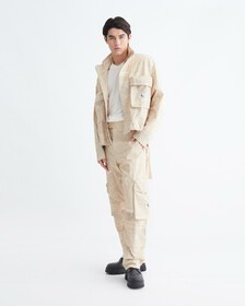 Cropped Cotton Twill Zip Up Jacket, Landscape Aop, hi-res