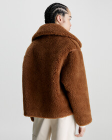 Relaxed Bonded Sherpa Jacket, Fudge Brown, hi-res