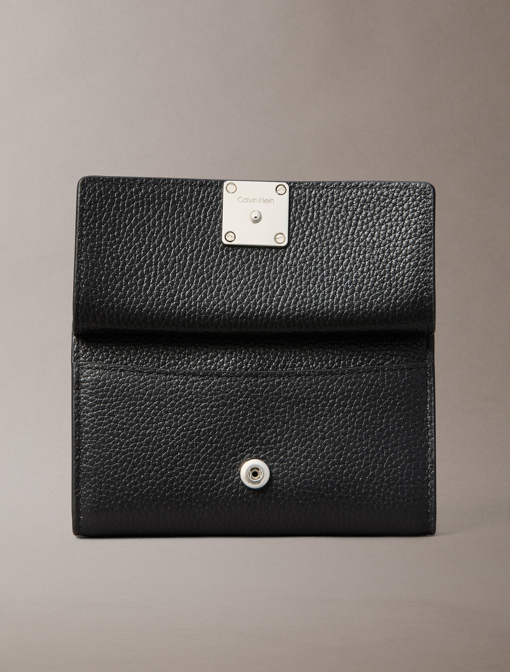 CK Emblem Leather Cardholder, Black, hi-res