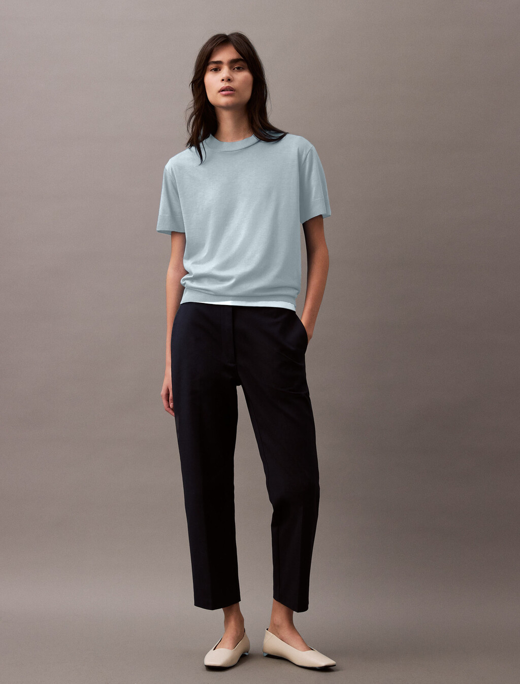 Silk Touch Mockneck Tee, Halogen Blue, hi-res