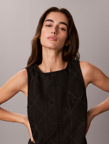 All-Over Logo Denim Mini Dress, CK WORN BLACK, hi-res