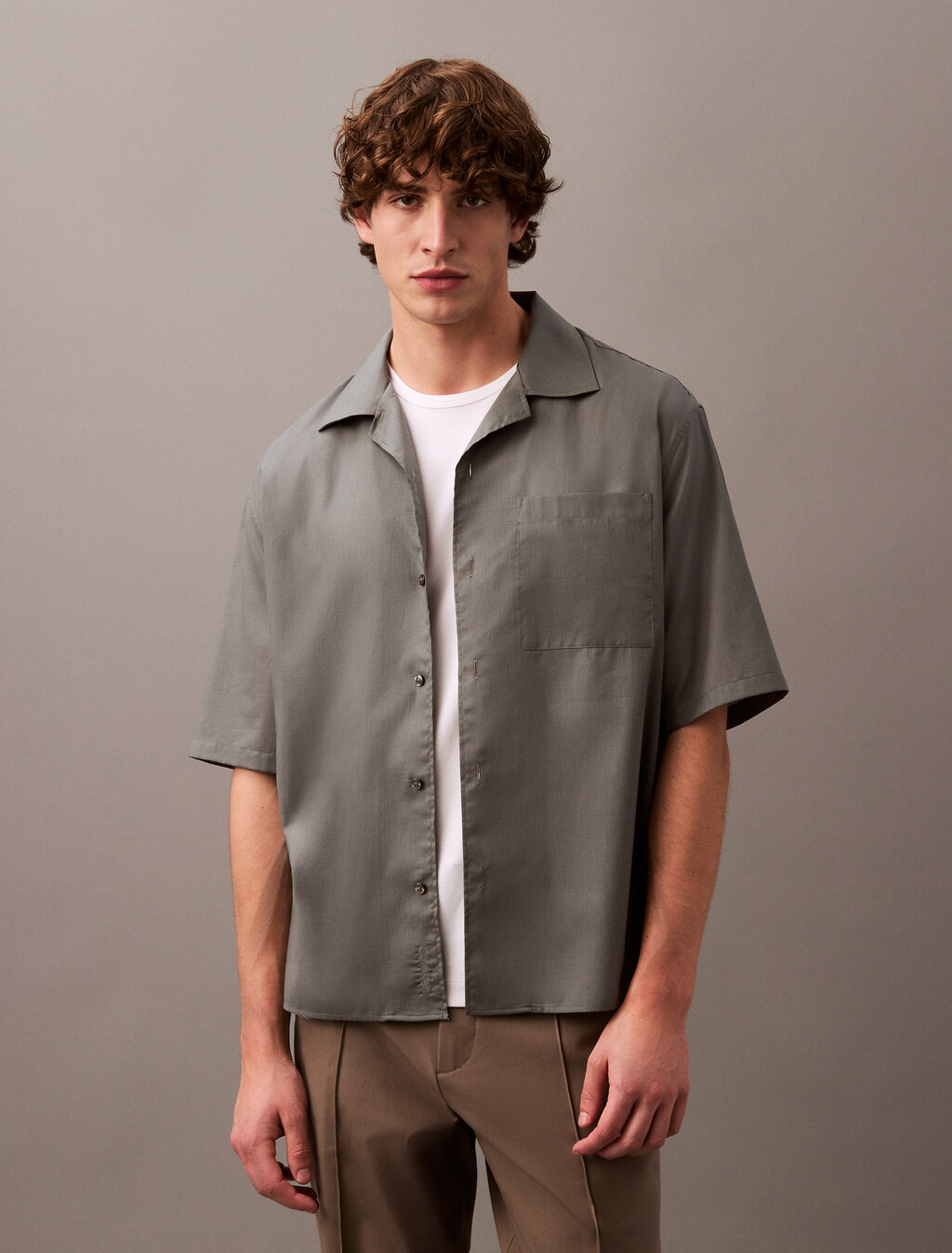 Relaxed Cotton Gauze Shirt, Sedona Sage, hi-res