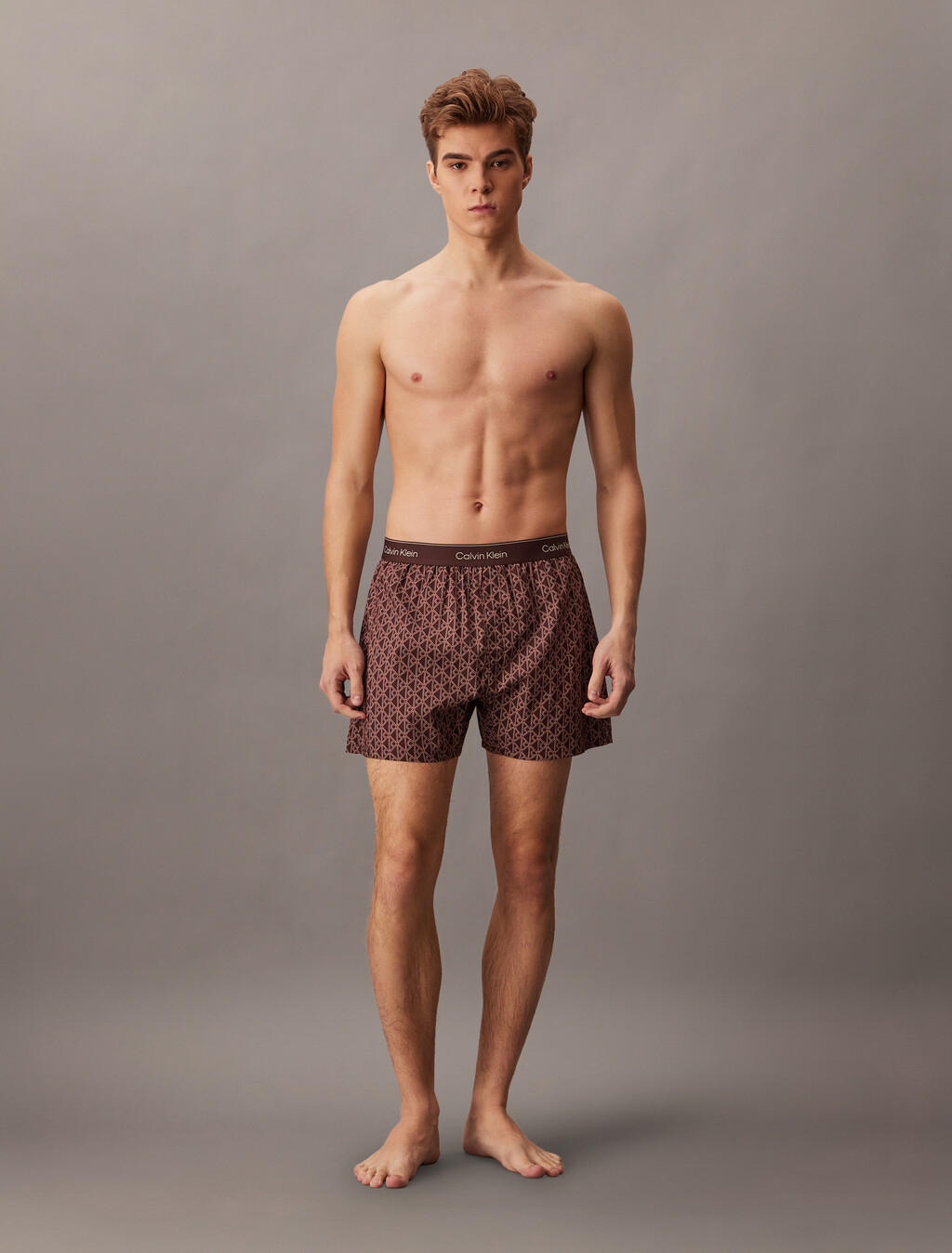 Cotton Poplin Traditional Boxers, 19488 BIJOU MODERN EMBLEM OUTLINE+DECEDENT CHOCOLA, hi-res