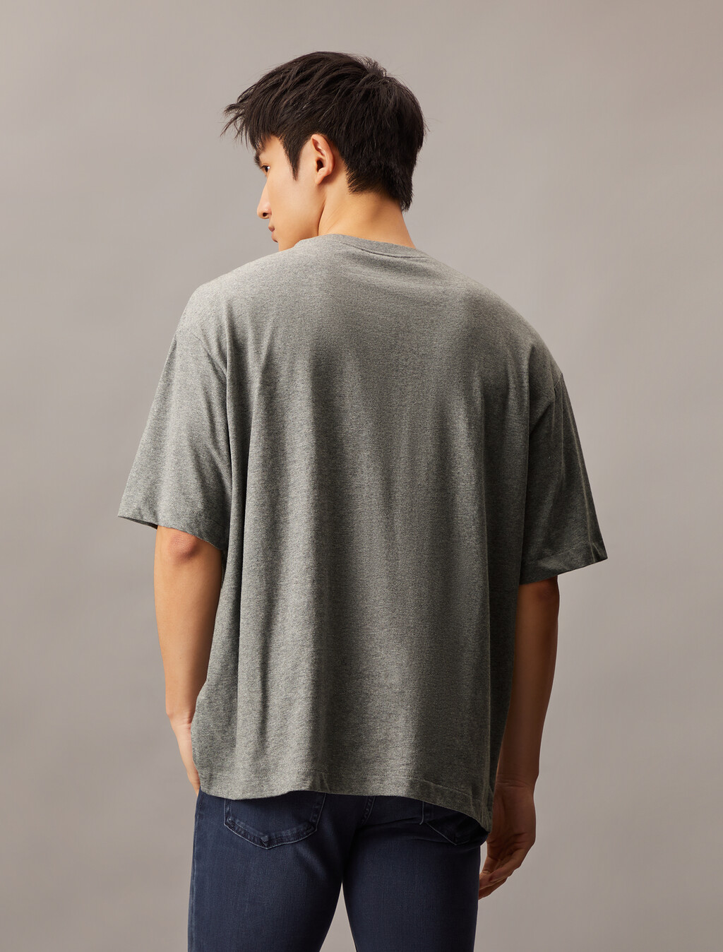Calvin Logo Crew Neck Tee, Medium Grey Heather, hi-res