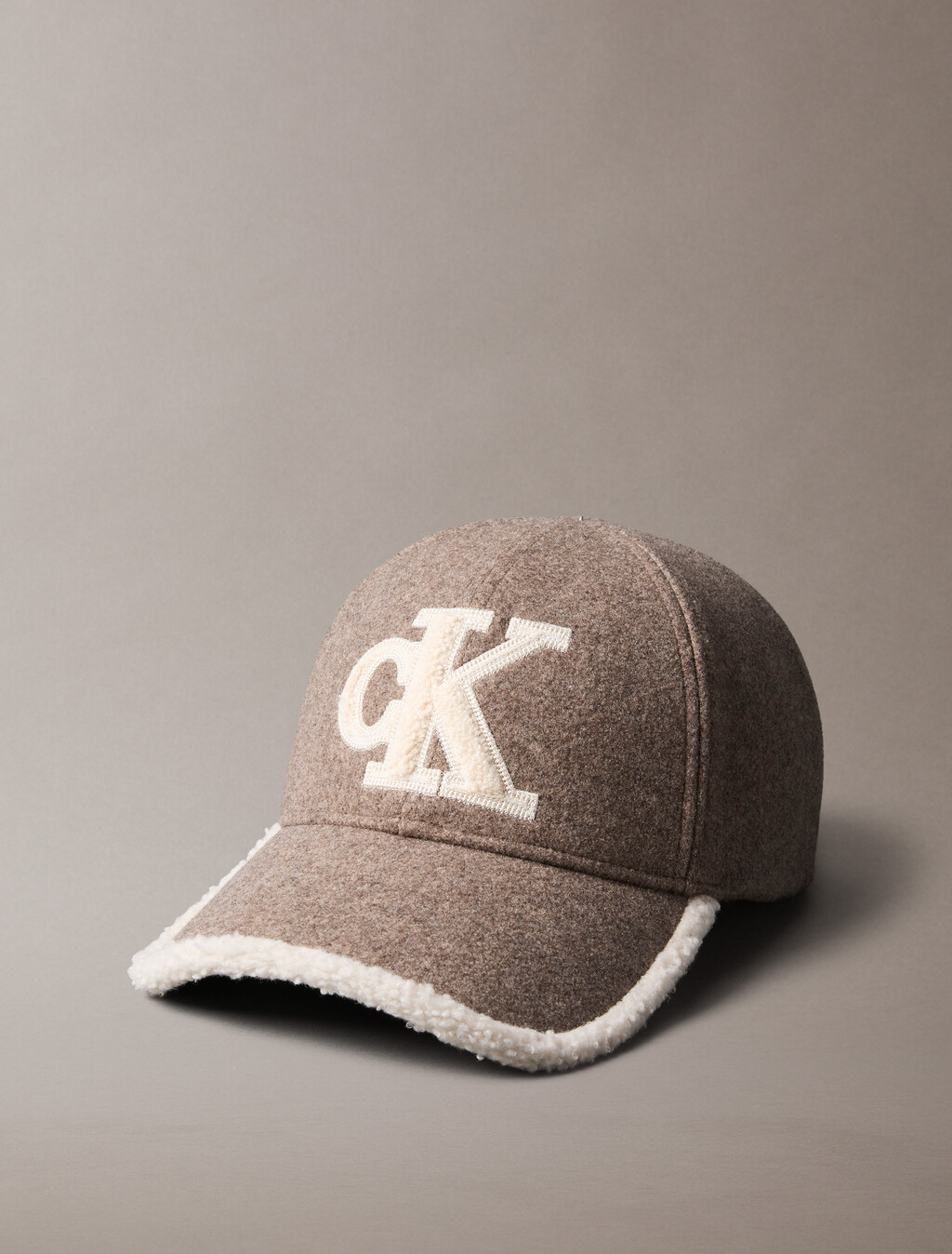 Sherpa Teddy and Felt Monogram Cap, Demitasse Heather, hi-res