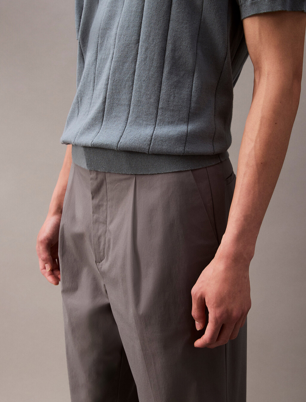 Tech Soft Touch Pleated Pants, Castlerock, hi-res