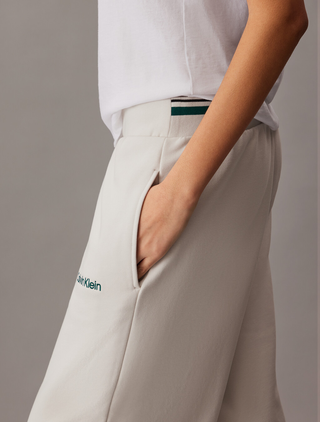 French Terry Straight Leg Joggers, Chalk, hi-res