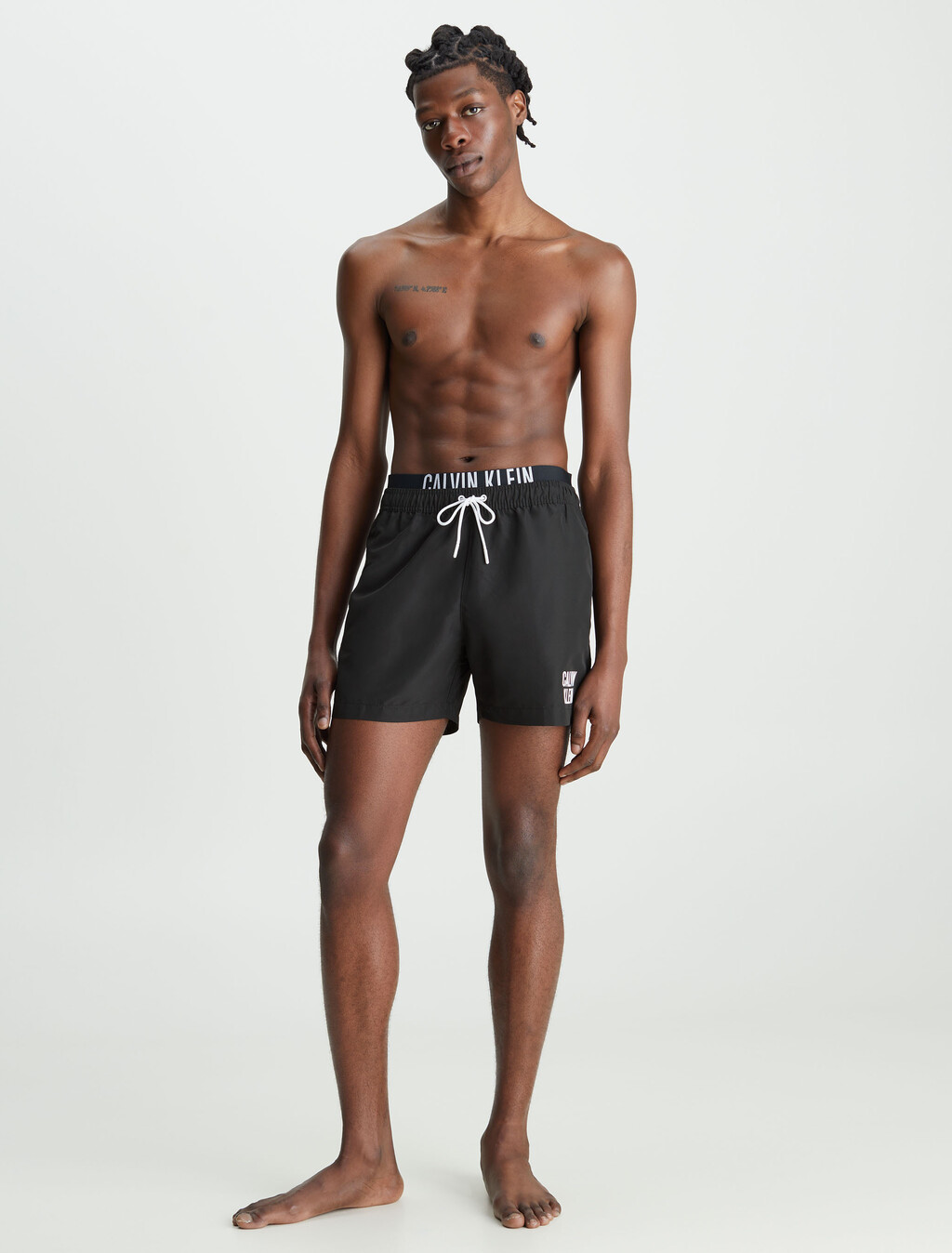 Double Waistband Medium Swim Trunks, Pvh Black, hi-res