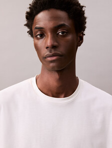 Cotton Silk Relaxed Tee, Snow White, hi-res