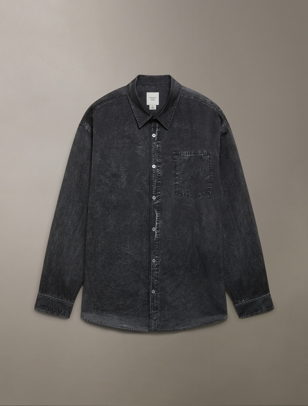 Denim Print Button-Down Shirt, Black Denim Print, hi-res