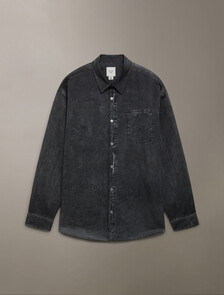 Denim Print Button-Down Shirt, Black Denim Print, hi-res