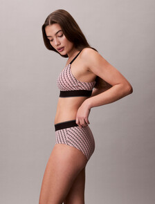 Lightly Lined Bralette - Graphic Monogram Microfibre Stretch, MINI STEPPING LOGO BRIGHT PEACH, hi-res