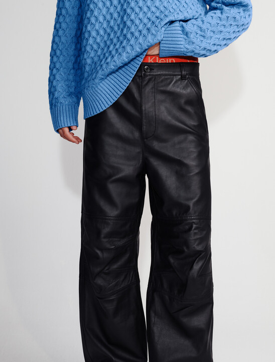Leather Wide Leg Chinos