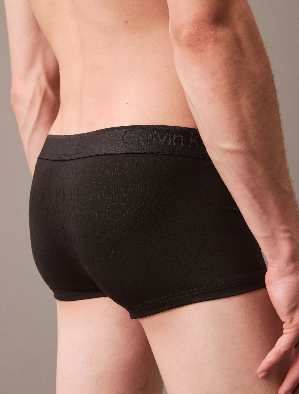 CK Black Logo Jacquard Low Rise Trunks, Black, hi-res