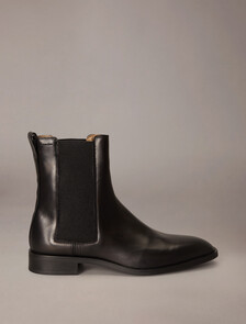 Leather Almond Toe Chelsea Boots, Triple Black, hi-res