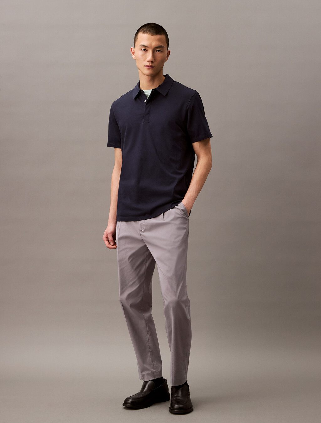 Double Mercerized Cotton Short Sleeve Polo, Dark Sapphire, hi-res