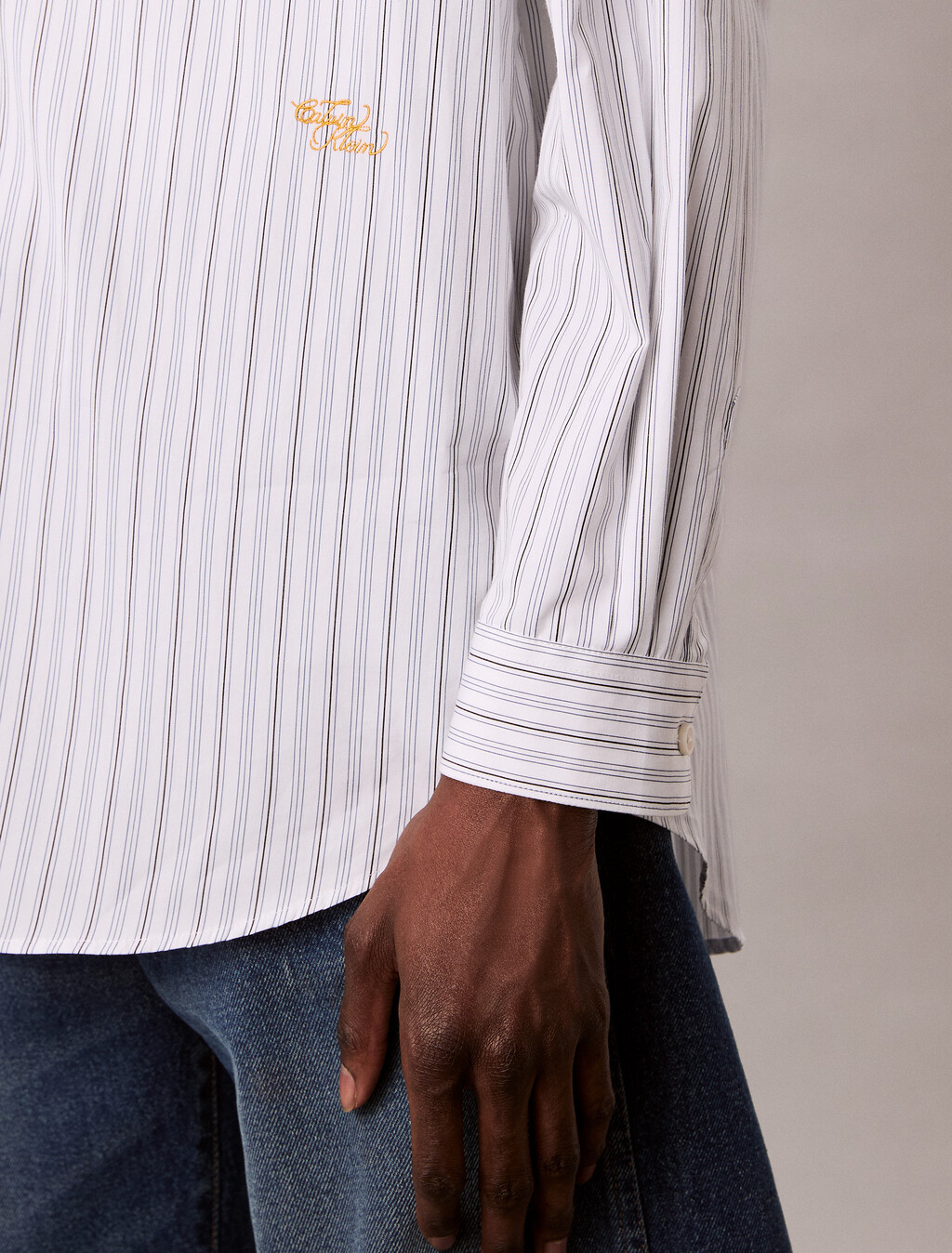 Cotton Stripe Relaxed Button-Down Shirt, Titan, hi-res