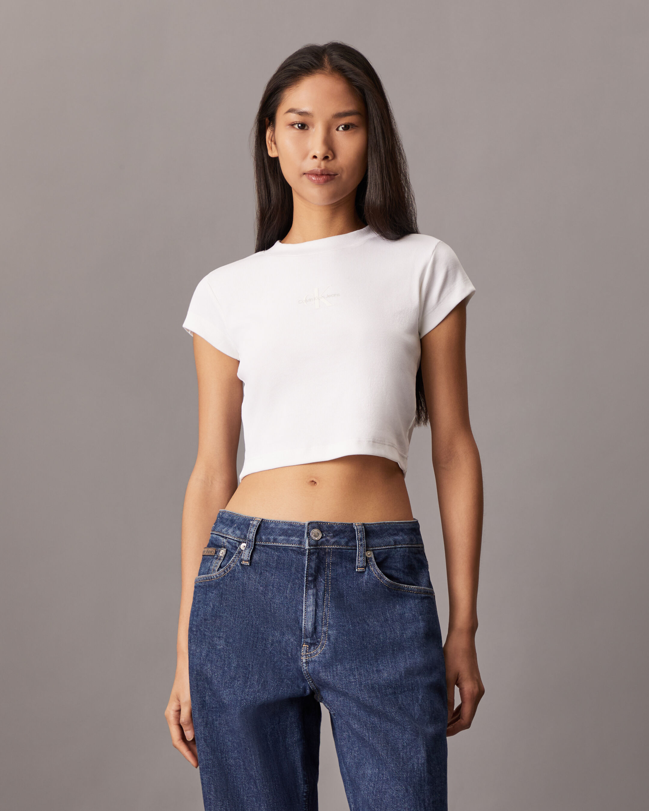 Monogram Baby Fit Rib Knit Tee | natural | Calvin Klein Malaysia