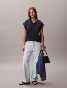 Monogram V Neck Cotton Terry Vest, Blue Nights, hi-res