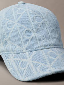 Allover Emblem Logo Denim Baseball Cap, Light Wash, hi-res