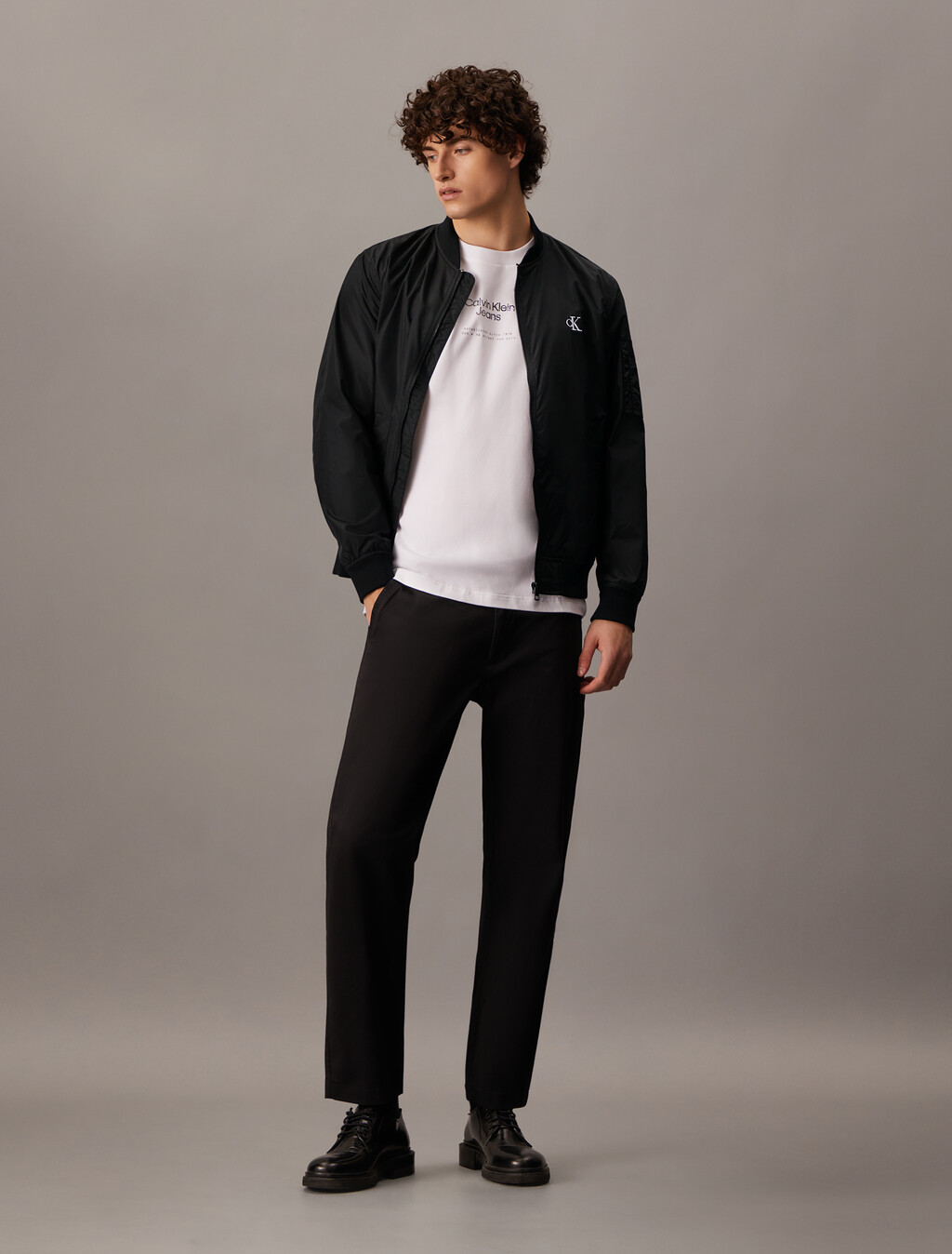 Nylon Bomber Jacket, Ck Black, hi-res