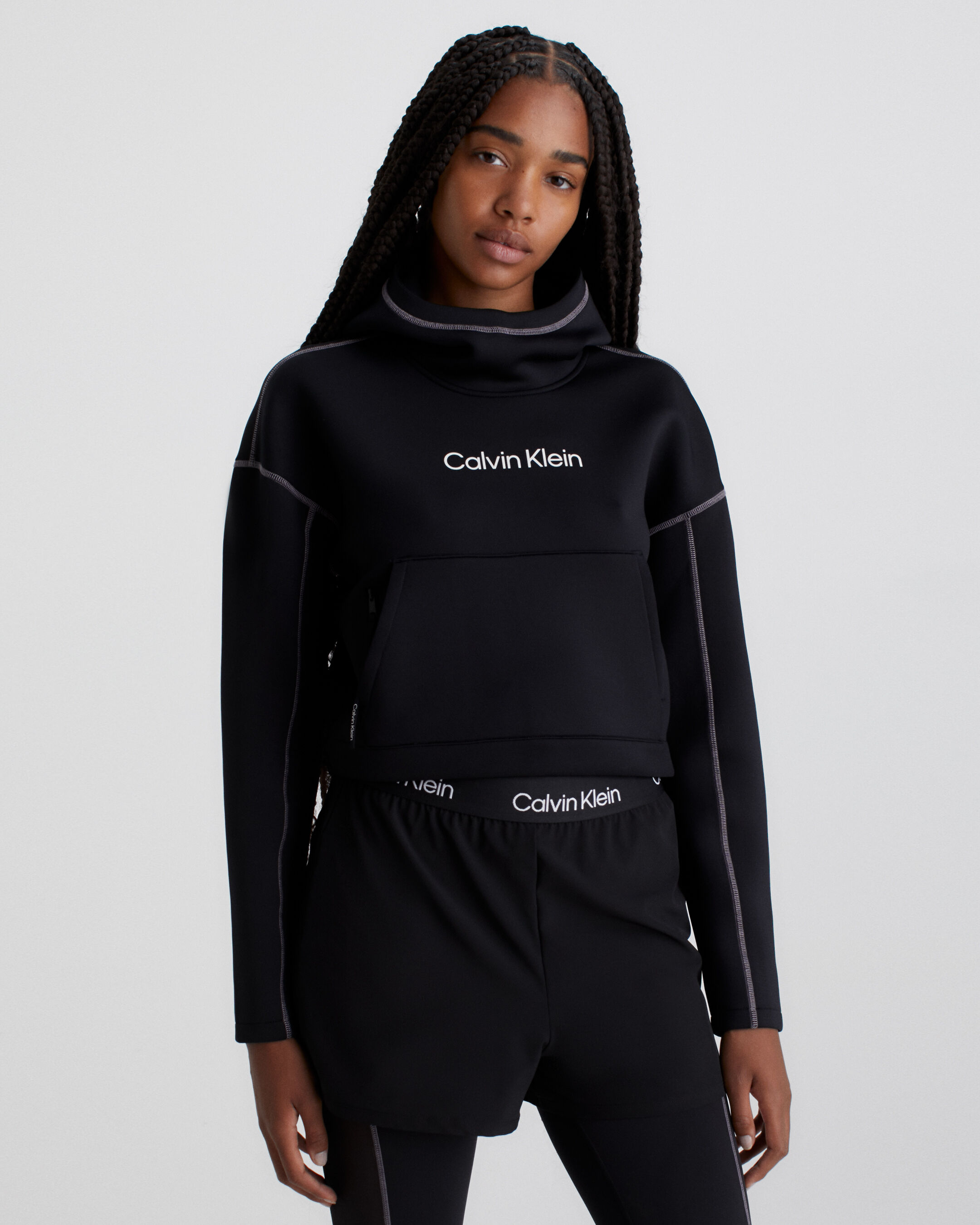 Calvin klein cropped logo hoodie online