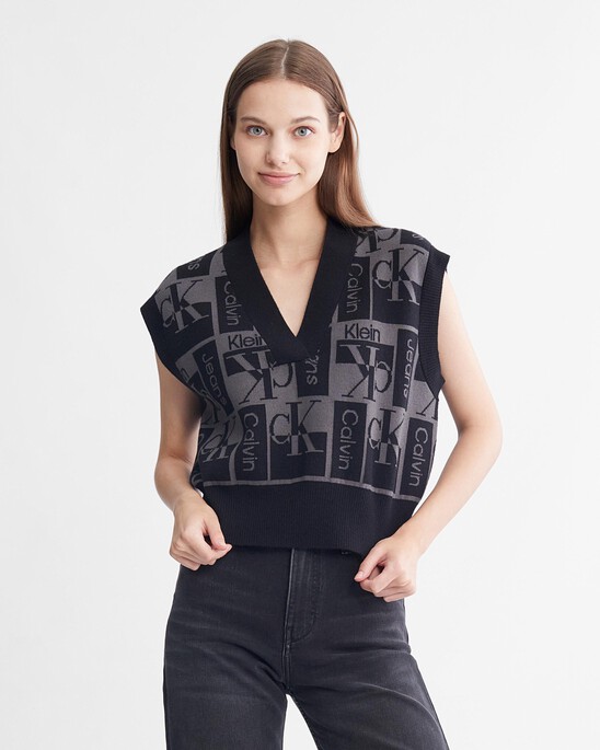 V Neck All Over Logo Vest