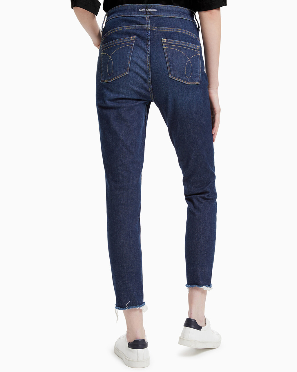 FOREVER STRETCH High Rise Body Ankle Jeans, Abe Dark Blue Dstr Hem, hi-res