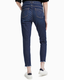 FOREVER STRETCH High Rise Body Ankle Jeans, Abe Dark Blue Dstr Hem, hi-res