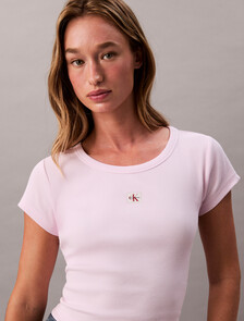 Cotton Stretch Rib Baby Tee, Pearly Pink, hi-res