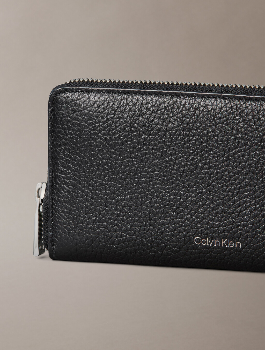 Foil Embossed Monogram Zip Around Wallet, Black, hi-res