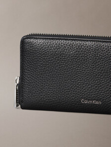 Foil Embossed Monogram Zip Around Wallet, Black, hi-res