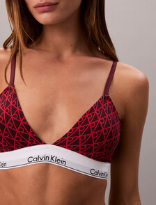 Lightly Lined Triangle Bralette - Icon Cotton Modal, SEAMLESS EMBLEM+DARK BERRY, hi-res