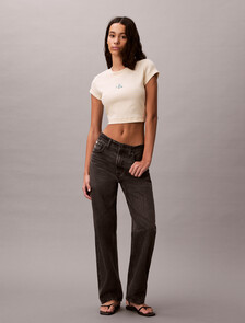 Slim Ribbed Stripe T-shirt, French Vanilla Stripe, hi-res