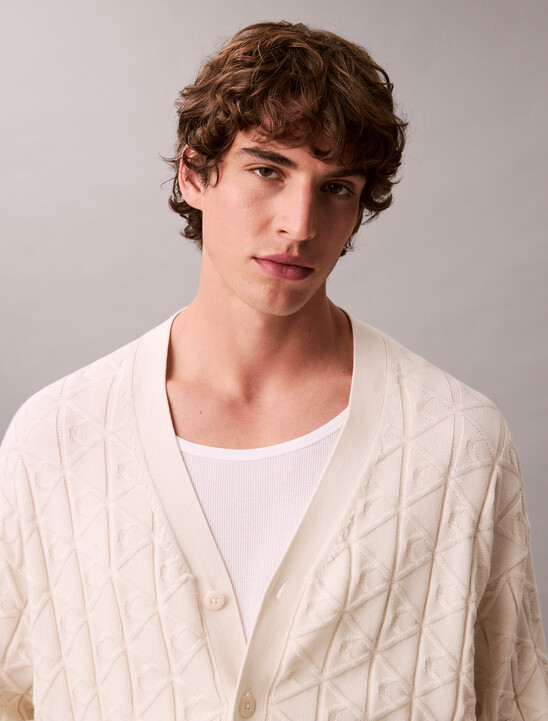 Allover Emblem Logo Relaxed Cardigan