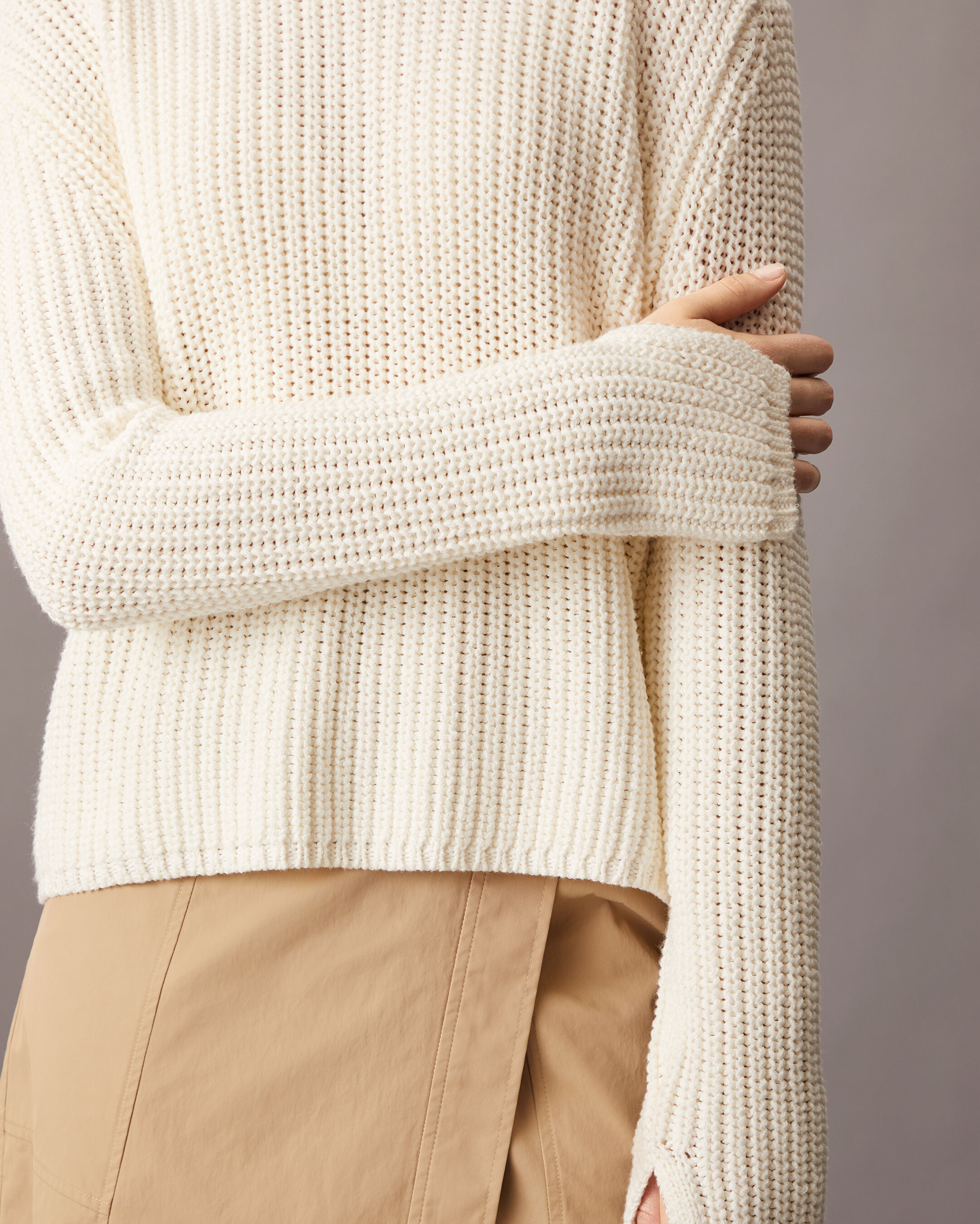 Chunky Cage Yarn Knit Pullover Sweater white Calvin Klein Malaysia
