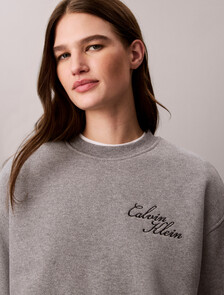 Cotton Fleece Bubble Hem Sweatshirt, Medium Grey Heather, hi-res