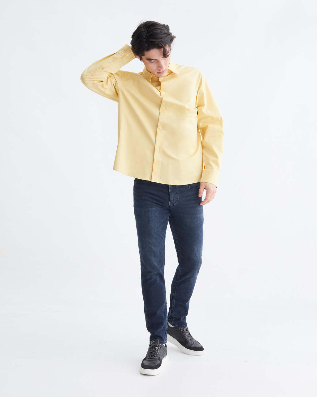 Standards Oversized Cotton Button-Down Shirt, Straw, hi-res