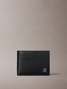 Leather RFID Emblem Logo Trifold Wallet, Black, hi-res