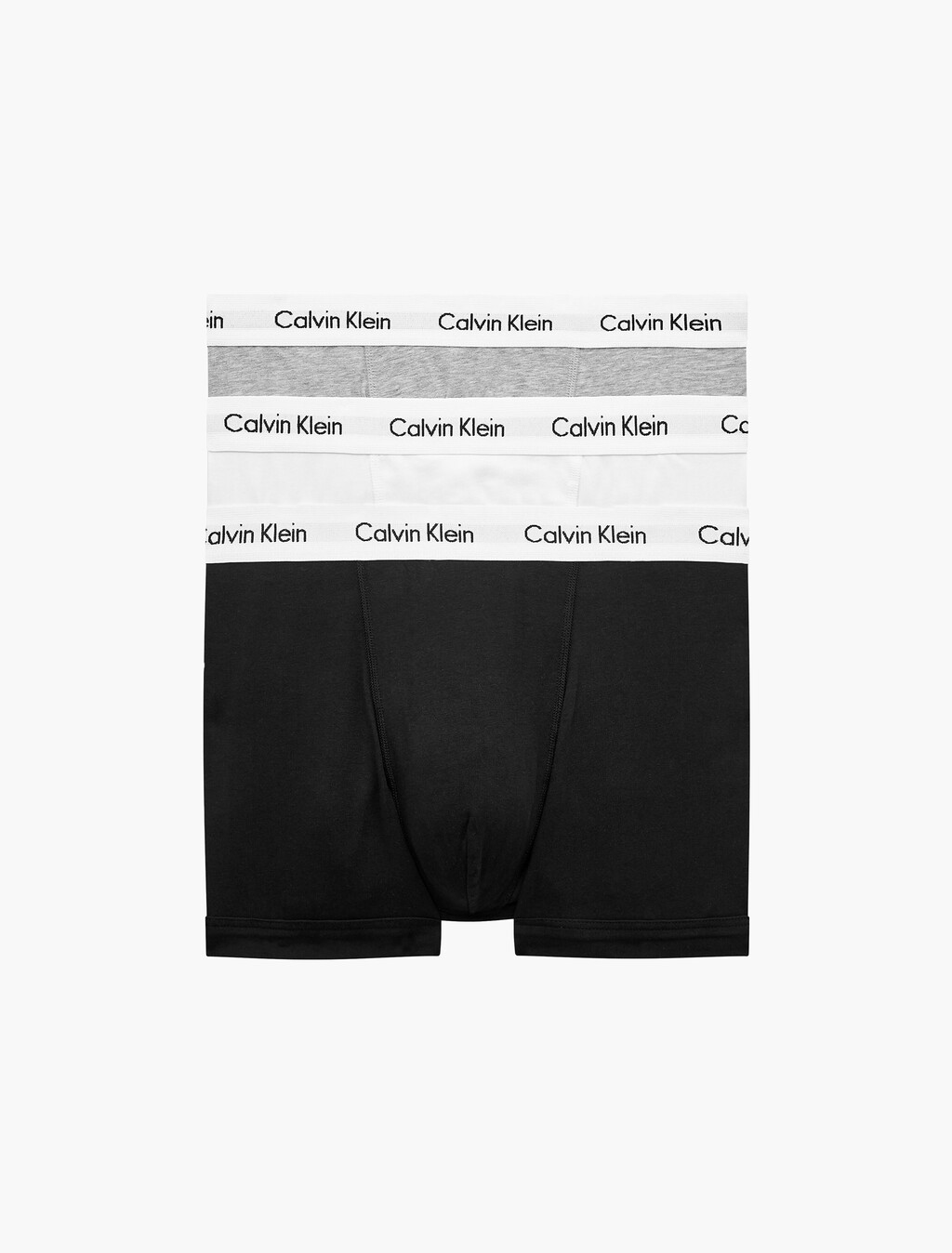 Cotton Stretch 3 Pack Low Rise Trunk, 1 Black / 1 White / 1 Grey Heather, hi-res
