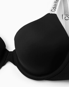 Tailored Logo Lightly Lined Demi Bra, Black, hi-res