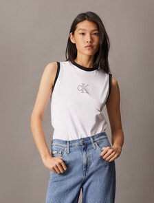 Slim Monogram Tank Top, Brilliant White, hi-res